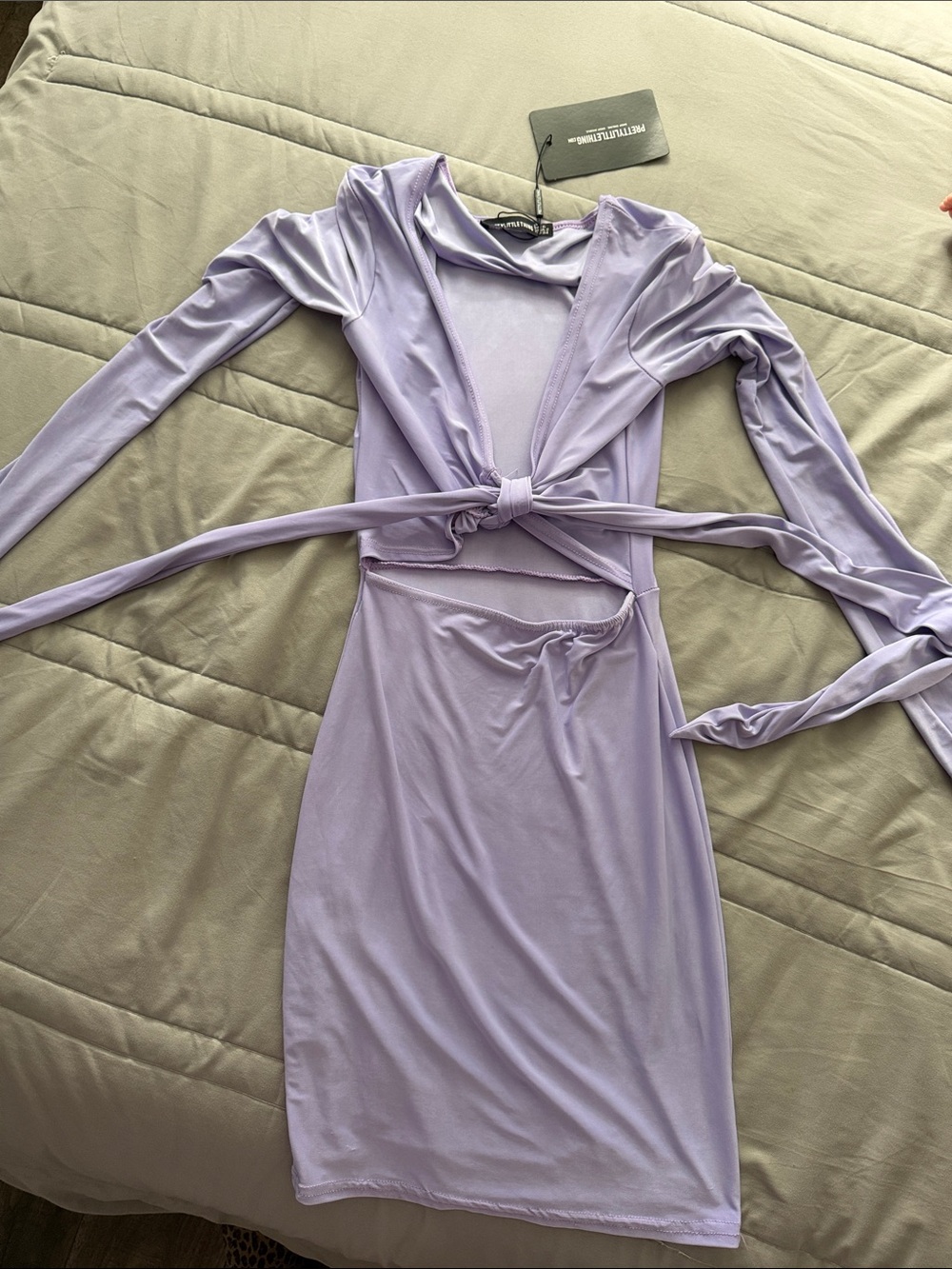 Lavender Tie-Front Bodycon Dress